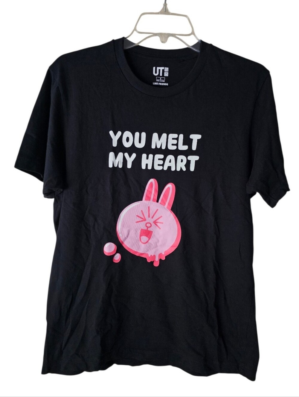 UNIQLO X Line Friends "You Melt My Heart" Black Graphic Tee